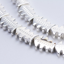 Silver Plated Non-magnetic Synthetic Hematite Beads Strands, Smooth Surface, Fishbone, Silver Plated, 10x7x2.5mm, Hole: 0.5mm, about 42pcs/strand, 15.9 inch(40.5cm)