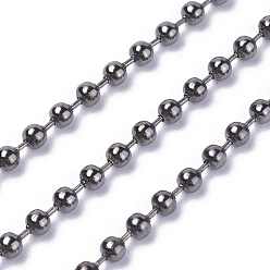 Gunmetal Iron Ball Chains, Soldered, with Spool, Gunmetal, Bead:3.2mm, about 164.04 Feet(50m)/roll