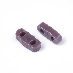Purple 2-Hole Opaque Glass Seed Beads, Rectangle, Purple, 4.5~5x2x1~1.5mm, Hole: 0.5~0.8mm