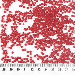 Red Glass Seed Beads, Frosted Colors, Round, Red, 3mm