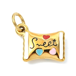 Candy 304 нержавеющей стальной эмали подвески, золотые, красочный, конфетное очарование, 13.5x16.5x4.5 мм, отверстие : 5 мм