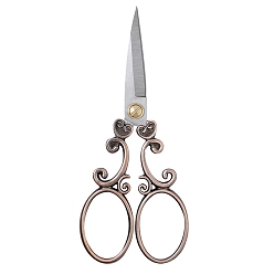 Red Copper 201 Stainless Steel Sewing Embroidery Scissors, Flower Handcraft Scissors for Needlework, Red Copper, 130mm