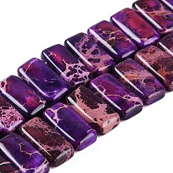 Индиго Натуральные имперские нитки из бисера яшмы, окрашенные, прямоугольные, индиговые, 20.5x10.5x6 мм, отверстие : 1.1 мм, около 20 шт / нитка, 8.07 дюйм (20.5 см)