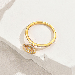 Золотой Кольца для женщин с микропаве из латуни и кубическими цирконами, кольцо-талисман от сглаза, золотые, размер США 6 (16.5 мм)