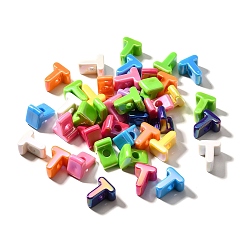 Letter T УФ-покрытие непрозрачные акриловые европейские бусины, бусины с большим отверстием, радужный, буквы, Письмо T, 18.5~22.5x12~20x13~14 мм, отверстие : 6 мм