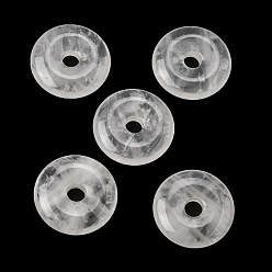 Хрусталь Природного кварца хрустальных подвесок, пончик из горного кристалла, 29.5~30.5x7.5~8 мм, отверстие : 6.3~6.5 мм