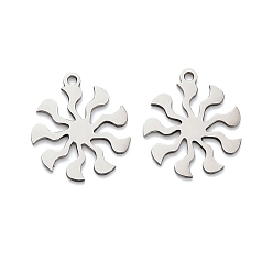 Нержавеющая Сталь Цвет 201 подвески из нержавеющей стали, солнце, без кадмия, без никеля и без свинца, цвет нержавеющей стали, 17.5x15x1 мм, отверстие : 1.4 мм