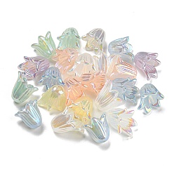 Mixed Color Mermaid-inspired Plating Acrylic Bead Caps, Flower, Mixed Color, 15.6x17x15.5mm, Hole: 1.4mm