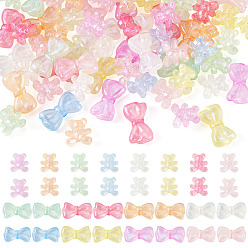 Mixed Shapes 63 шт. 2 стили светящиеся прозрачные акриловые бусины, с блеском порошок, светится в темноте, cmешанных цветов, разнообразные, 17~29x18~19 мм, отверстие : 1.5 мм