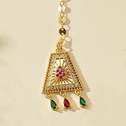 Золотой Цепочка для наращивания волос в этническом стиле с кисточками из латуни и кубическим цирконием для женщин, трапециевидные, заколки для волос, золотые, 125x22 мм