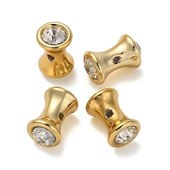 Oro Plástico ccb con cuentas de diamantes de imitación, tambor, dorado, 18x11x7 mm, agujero: 2 mm