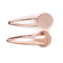 Розовое Золото Железная аллигатора заколки фурнитура, для эмали, плоско-круглые, розовое золото , 73x26 мм