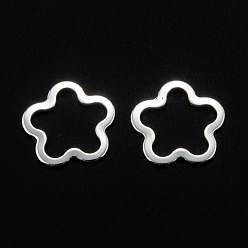 Серебро 201 нержавеющей стали связывающий кольца, цветок, серебряные, 14.5x14x0.5~0.8 мм, Внутренние размеры: 12x10 mm