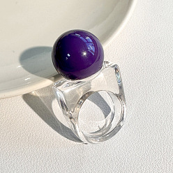 Полуночно-синий Круглые кольца из смолы с бусинами на палец, темно-синий, 18 мм