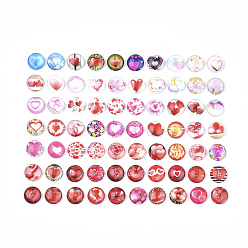 (52) Непрозрачная лаванда Flatback стеклянные кабошоны для поделок проектов, купол / полукруглый, Сердце Pattern, разноцветные, 12x4 мм