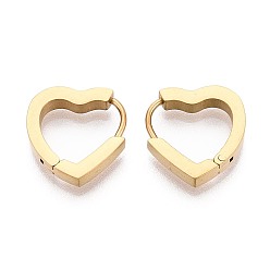 Настоящее золото 18K Серьги из 304 нержавеющей стали, сердце, ионное покрытие (ip), реальный 18 k позолоченный, 15~15.5x14.5x3 мм