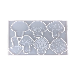 White Mushroom Cabochon Silicone Molds, Resin Casting Molds, for UV Resin, Epoxy Resin Craft Making, White, 137x237x6mm, Hole: 3mm, Inner Diameter: 63~71x57.5~70.5mm