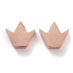 Rose Gold Ion Plating(IP) 304 Stainless Steel Charms, Crown, Rose Gold, 8.8x10x3mm, Hole: 1.8mm