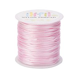 Pearl Pink Nylon Thread, Rattail Satin Cord, Pearl Pink, 1.0mm, about 76.55 yards(70m)/roll