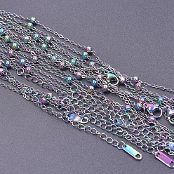 Rainbow Color 304 ожерелье-сателлит из нержавеющей стали, для изготовления колье из бисера, Радуга цветов, 15.75 дюйм (40 см)