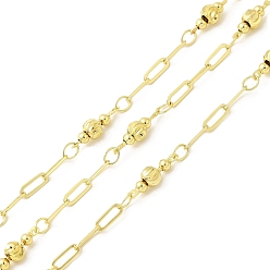 Настоящее золото 18K Латунь Figaro цепи, круглые, пайки, с катушкой, реальный 18 k позолоченный, 6.5x2.5x0.5 мм