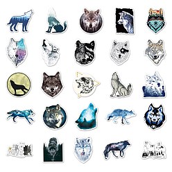 Wolf PVC Adhesive Stickers, for Suitcase, Skateboard, Refrigerator, Helmet, Mobile Phone Shell, Wolf Pattern, 5.5~8.5x5.5~8.5cm, 50pcs/bag