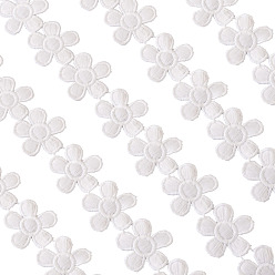 White Polyester Lace Trim, Flower Pattern, White, 40mm