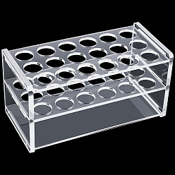 Прозрачный 18 Штатив для стеклянных пробирок с отверстиями, прямоугольные, прозрачные, 147x72x75 мм, отверстие : 17 мм