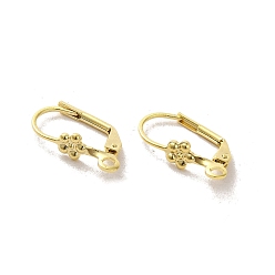 Real 24K Gold Plated Brass Leverback Earring Findings, Real 24K Gold Plated, 17x5x2mm, Hole: 2mm, Pin: 5x2mm