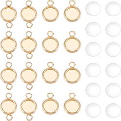 Золотой & Цвет Нержавеющей Стали Наборы для изготовления плоских круглых соединительных элементов своими руками, в том числе 40 шт. 304 настройки разъема кабошон из нержавеющей стали, 40 шт. Прозрачные стеклянные кабошоны, золотые и нержавеющая сталь цвет, настройки ссылки: 40шт/набор