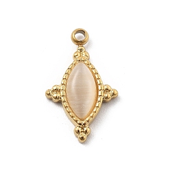 Oval Природные каменные подвески, с 304 установками из нержавеющей стали, реальный 18 k позолоченный, овальные, 16x10x3 мм, отверстие : 1.4 мм