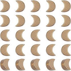 Raw(Unplated) Brass Beads, Moon, Raw(Unplated), 7x5.5x2.5mm, Hole: 1.5mm, 100pcs/box