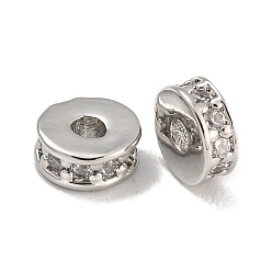 Прозрачный Стойки обшивки латунь микро проложить кубического циркония бусы, без свинца и без кадмия, долговечный, платина, круглые, прозрачные, 5x2 мм, отверстие : 1.5 мм