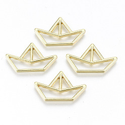 Light Gold Rack Plating Alloy Filigree Joiners Links, Cadmium Free & Nickel Free & Lead Free, Boat, Light Gold, 15x25x2mm