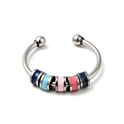 Небесно-голубой Кольцо-манжета с вращающимся диском из эмали, 201 украшения из нержавеющей стали для снятия беспокойства и стресса, голубой, размер США 7 3/4 (17.9 мм)