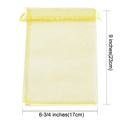 Mixed Color Rectangle Jewelry Packing Drawable Pouches, Organza Gift Bags, Mixed Color, 17x23cm