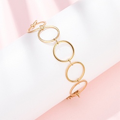 Золотой 304 браслеты-цепочки с кольцами из нержавеющей стали, ионное покрытие (ip), золотые, 6-3/4 дюйм (17.3 см)