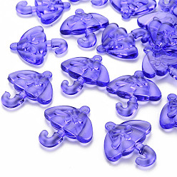 Medium Purple Transparent Acrylic Pendants, Umbrella with Bowknot, Medium Purple, 42.5x38x7.5mm, Hole: 3x3.5mm, about 109pcs/500g