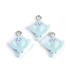 Fish Подвески из смолы в виде морских организмов, с железной платиной петлей, рыба, 18.5x14x5.5 мм, отверстие : 2 мм