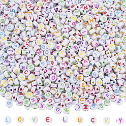 (52) Непрозрачная лаванда 1200шт ремесленные акриловые бусины с горизонтальными отверстиями, плоско-круглые, разноцветные, 6~7x3.5~4 мм, отверстие : 2 мм