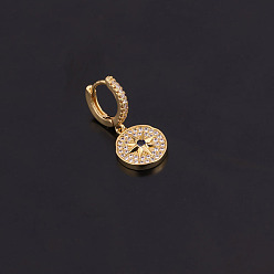 Плоский Круглый Латунные серьги-кольца из прозрачного кубического циркония, золотые, плоско-круглые, 8 мм