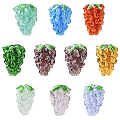 (52) Непрозрачная лаванда 10 шт 10 цвета бусины лэмпворк ручной работы, винограды, разноцветные, 21~24x15~17 мм, отверстие : 1.8 мм, 1 шт / цвет