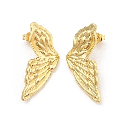Золотой Вакуумное покрытие pvd 304 серьги-гвоздики из нержавеющей стали для женщин, асимметричные серьги-бабочки слева и справа, золотые, 31x15 мм
