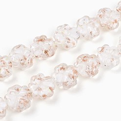 Белый Светящиеся стеклянные бусины ручной работы из золотой фольги, клевер, светится в темноте, белые, 9~10.5x10~11x4.5~6 мм, отверстие : 1~1.2 мм, около 50 шт / нитка, 19.29 дюйм (49 см)