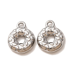 Stainless Steel Color 304 Stainless Steel Pendants, Doughnut Charms, Long-Lasting Plated, Stainless Steel Color, 15.5x12x3mm, Hole: 1.8mm