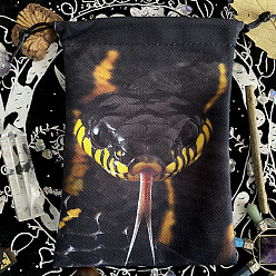 Змея Бархатные мешочки с животным принтом и шнурком для хранения ювелирных изделий, прямоугольные сумки для драгоценностей, для хранения ювелирных изделий, змея, 18x13 см