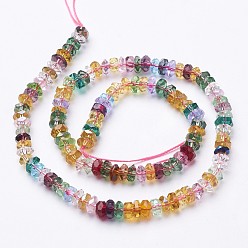 Mixed Color Glass Beads Strands, Crystal Suncatcher, Mixed Color, Faceted, Rondelle, about 6mm in diameter, 3mm thick, hole: 1mm, about 125pcs/strand, 15 inch