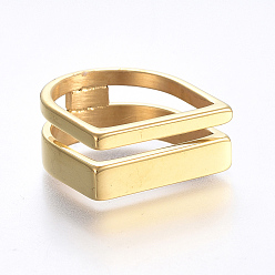 Golden Hollow 304 Stainless Steel Finger Rings, Letter D, Golden, Size 6~9, 16~19mm