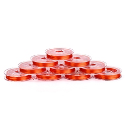 Orange Red Flat Japanese Crystal Elastic Stretch Thread, for Bracelets Gemstone Jewelry Making Beading Craft, Orange Red, 0.38mm, about 10.93 yards(10m)/roll