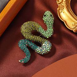 Перидот Броши из змеиного сплава со стразами для одежды рюкзака, перидот, 48x67.5 мм